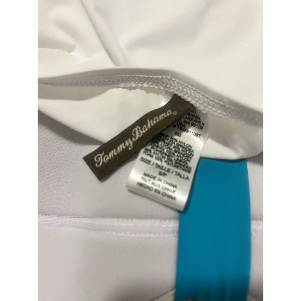 TOMMY BAHAMA ~ Lined Seafoam Green V-Neck Ruched TANKINI SWIM TOP S Orig. $148 - Picture 3 of 3